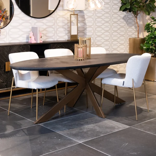 Masa dining ovala neagra/aramie Blackbone - imagine 2
