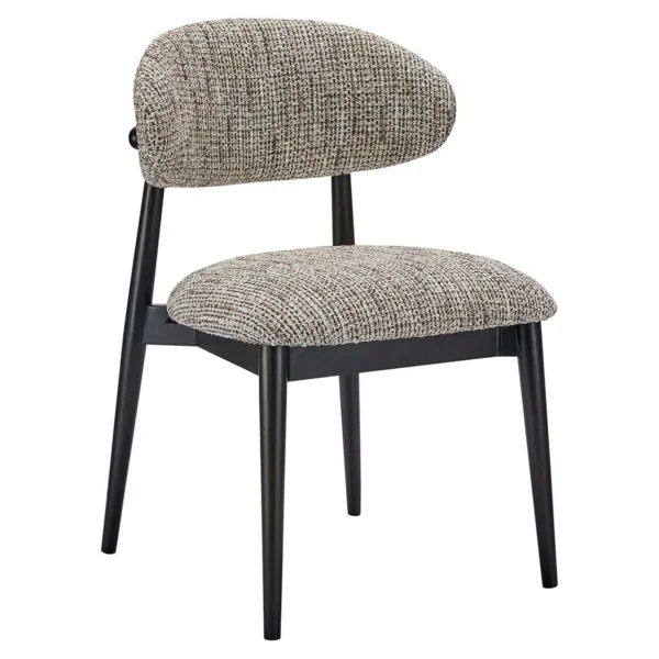 Scaun dining bej maro din tesatura si lemn Cherry