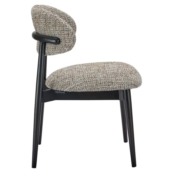 Scaun dining bej maro din tesatura si lemn Cherry - imagine 3