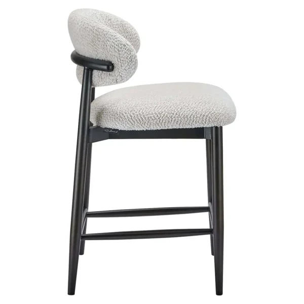 Scaun de bar crem din tesatura si lemn Cherry - imagine 3