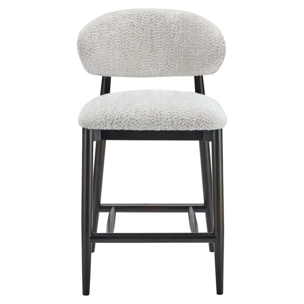 Scaun de bar crem din tesatura si lemn Cherry - imagine 2