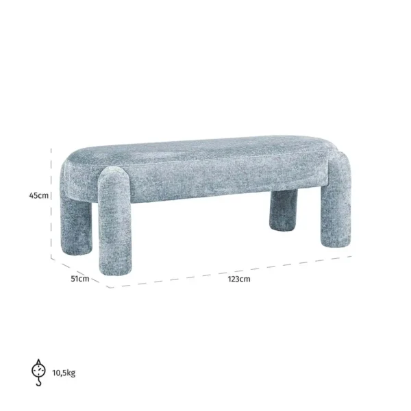Bancheta albastru deschis din tesatura chenille Holly - imagine 5