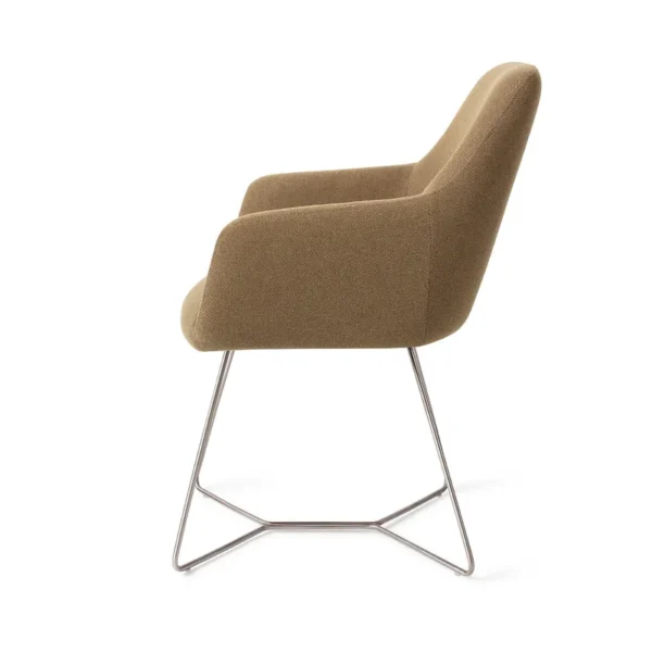 Set 2 scaune dining din tesatura vernil/auriu Hiroo Beehive Steel - imagine 4
