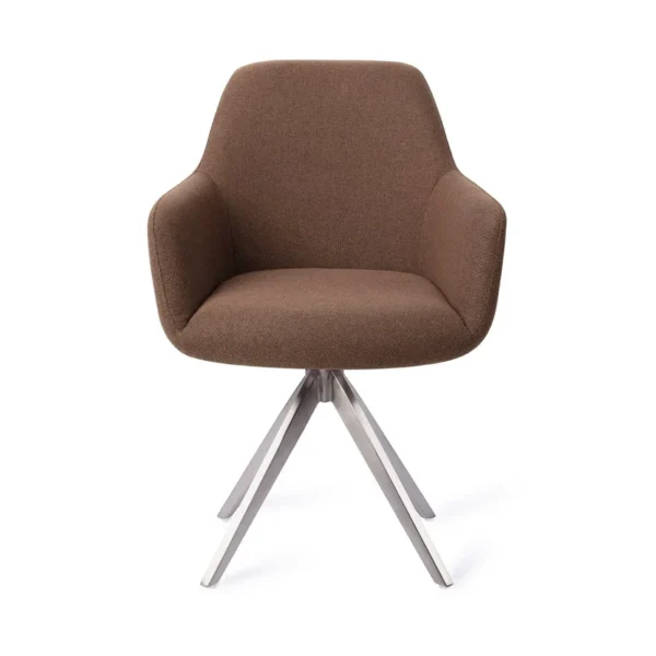 Set 2 scaune dining rotative din tesatura maro/argintiu Hiroo