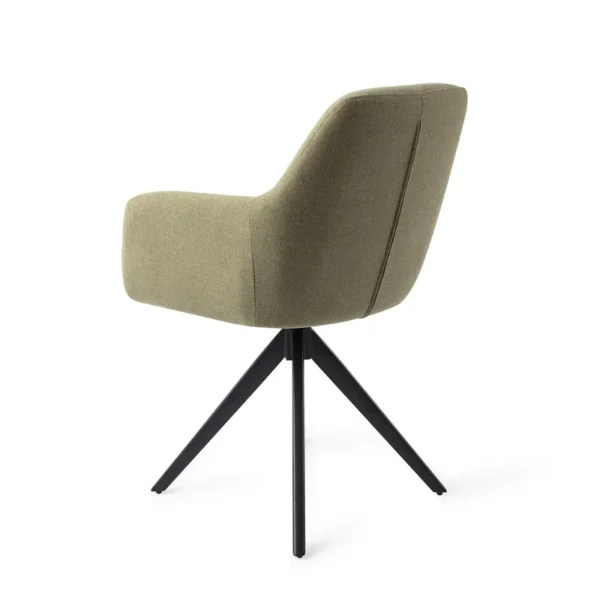Set 2 scaune dining rotative din tesatura verde/negru Kinko - imagine 4