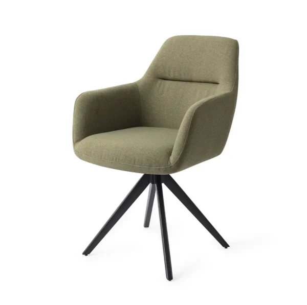 Set 2 scaune dining rotative din tesatura verde/negru Kinko - imagine 2