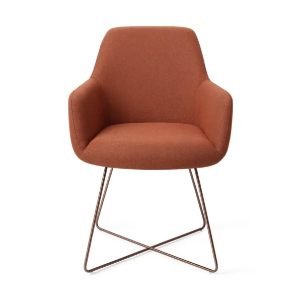 Set 2 scaune dining din tesatura caramiziu/roze Hiroo Cross
