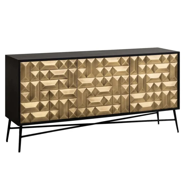 Bufet inferior auriu/negru din lemn de mango si MDF Tetro - imagine 2