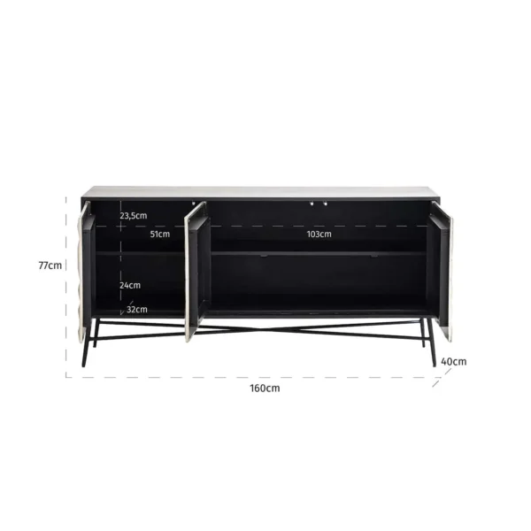 Bufet inferior auriu/negru din lemn de mango si MDF Tetro - imagine 5
