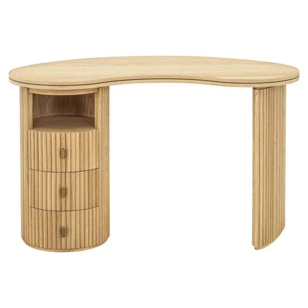 Birou bej natur din lemn de stejar Belfort - imagine 3
