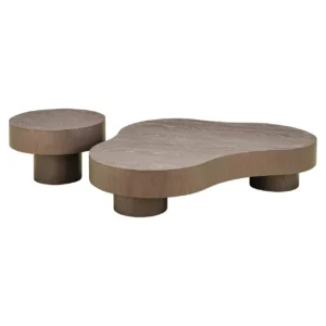 Set 2 mese de cafea bronz aramiu din furnir de stejar Bogor