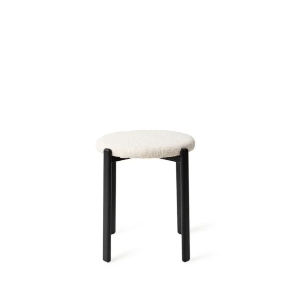 Taburet alb crem din tesatura boucle Obu - imagine 2
