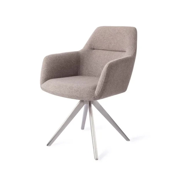 Set 2 scaune dining rotative din tesatura gri deschis/argintiu Kinko - imagine 2