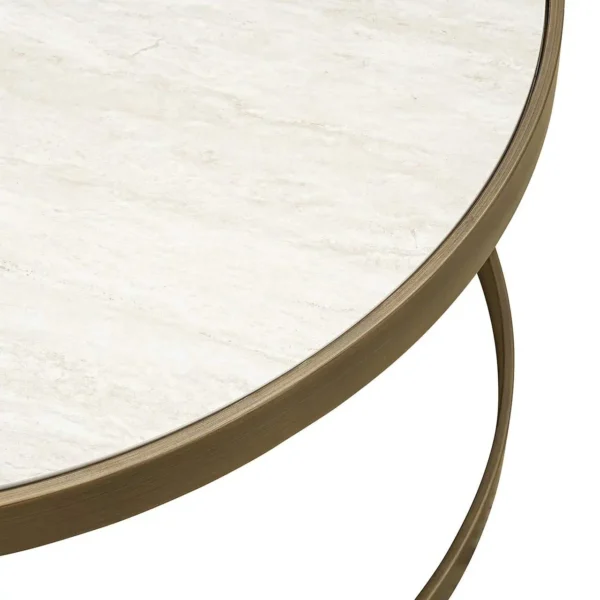 Set 2 mese de cafea bej auriu din fier si ceramica Tivoli - imagine 4
