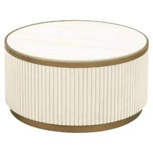 Set 2 mese de cafea bej auriu din fier si ceramica Tivoli