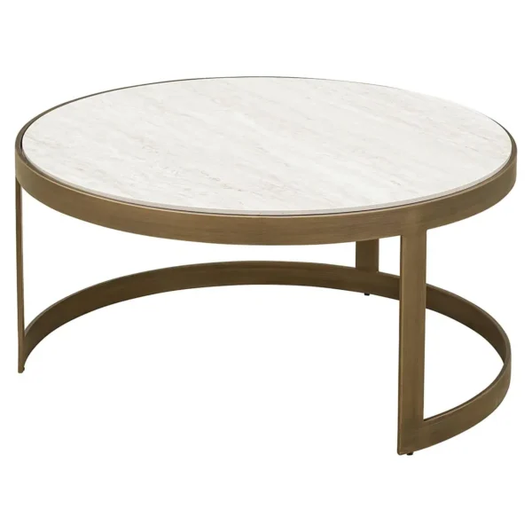Set 2 mese de cafea bej auriu din fier si ceramica Tivoli - imagine 3