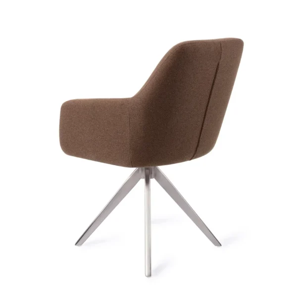 Set 2 scaune dining rotative din tesatura maro/argintiu Hiroo - imagine 4