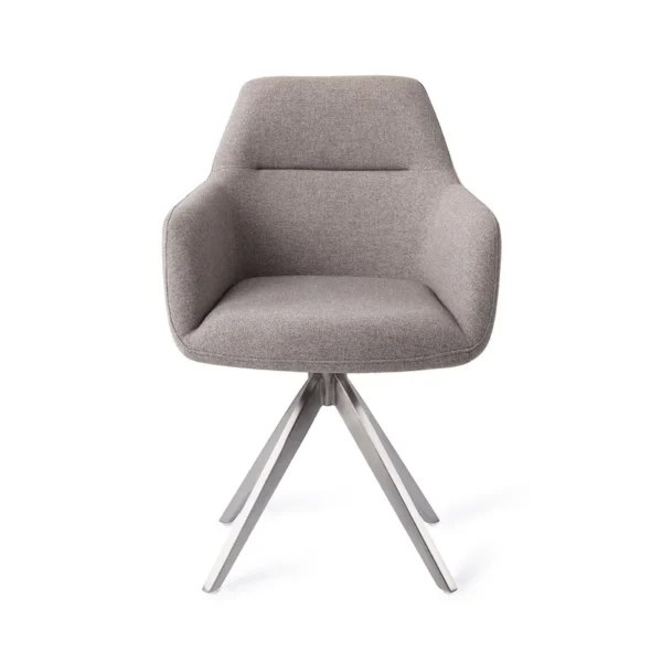 Set 2 scaune dining rotative din tesatura gri deschis/argintiu Kinko