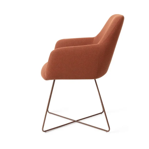 Set 2 scaune dining din tesatura caramiziu/roze Hiroo Cross - imagine 3