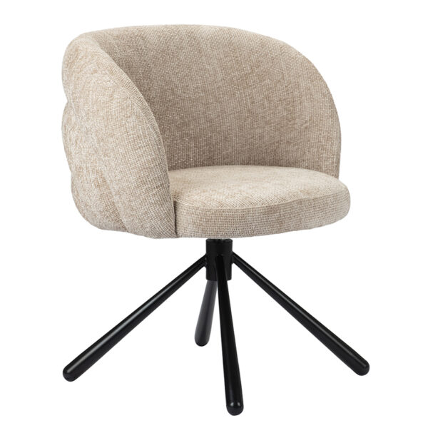 Scaun dining rotativ bej din tesatura Pebble