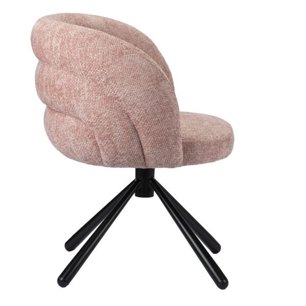 Scaun dining rotativ roz prafuit din tesatura Pebble - imagine 3