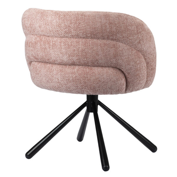 Scaun dining rotativ roz prafuit din tesatura Pebble - imagine 4