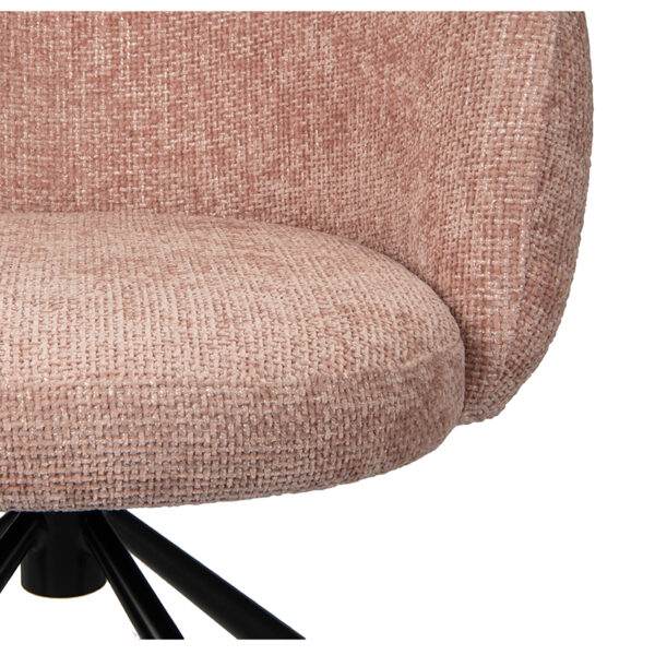 Scaun dining rotativ roz prafuit din tesatura Pebble - imagine 5
