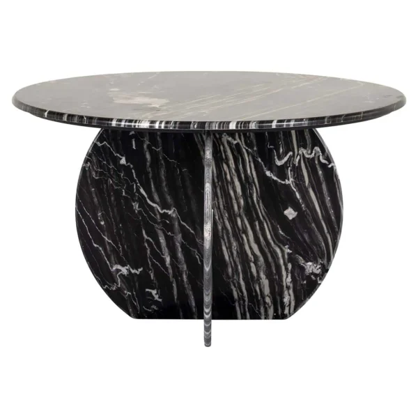 Masa dining rotunda neagra din marmura Ø129 Bancroft