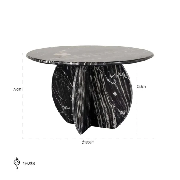 Masa dining rotunda neagra din marmura Ø129 Bancroft - imagine 6