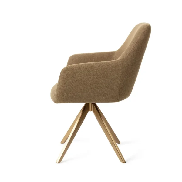 Set 2 scaune dining rotative din tesatura vernil/auriu Hiroo - imagine 3