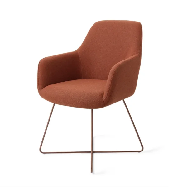Set 2 scaune dining din tesatura caramiziu/roze Hiroo Cross - imagine 2
