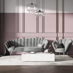 Canapea 3 locuri gri din catifea Julianna