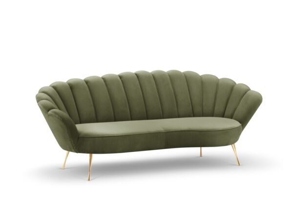 Canapea 3 locuri verde olive din catifea Julianna - imagine 3