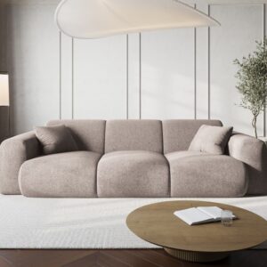 Canapea bej 3 locuri din tesatura chenille Nolio