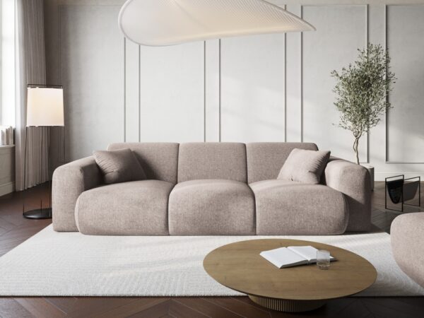 Canapea bej 3 locuri din tesatura chenille Nolio - imagine 2