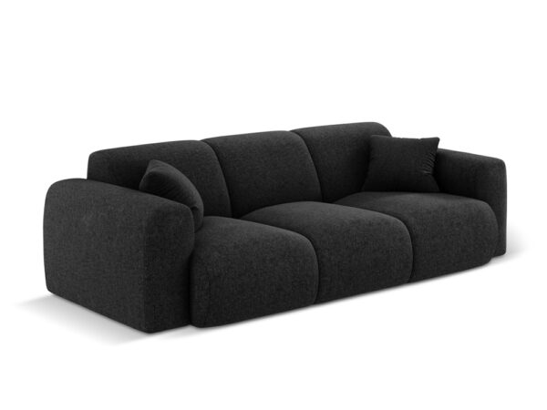 Canapea neagra 3 locuri din tesatura chenille Nolio - imagine 3