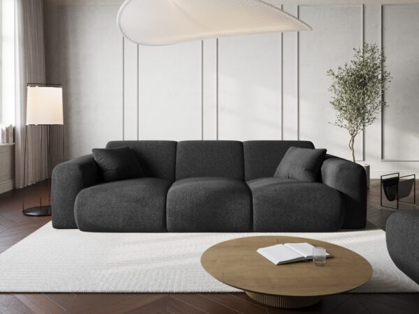Canapea neagra 3 locuri din tesatura chenille Nolio - imagine 2