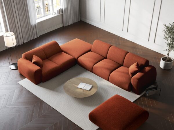 Coltar caramiziu teracota 5 locuri din tesatura chenille Nolio II - imagine 2