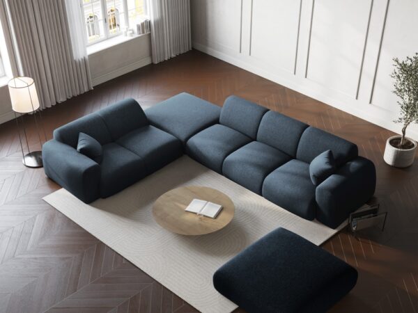 Coltar albastru roial 5 locuri din tesatura chenille Nolio II - imagine 2