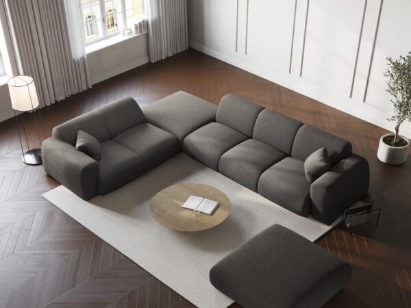 Coltar gri 5 locuri din tesatura chenille Nolio II - imagine 2