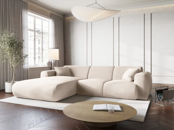 Coltar bej deschis 4 locuri din tesatura chenille Nolio - imagine 2