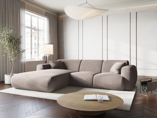 Coltar bej 4 locuri din tesatura chenille Nolio - imagine 2