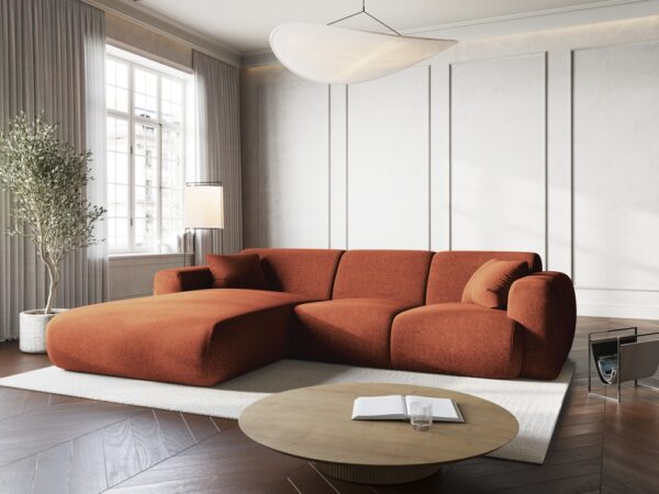 Coltar caramiziu teracota 4 locuri din tesatura chenille Nolio - imagine 2