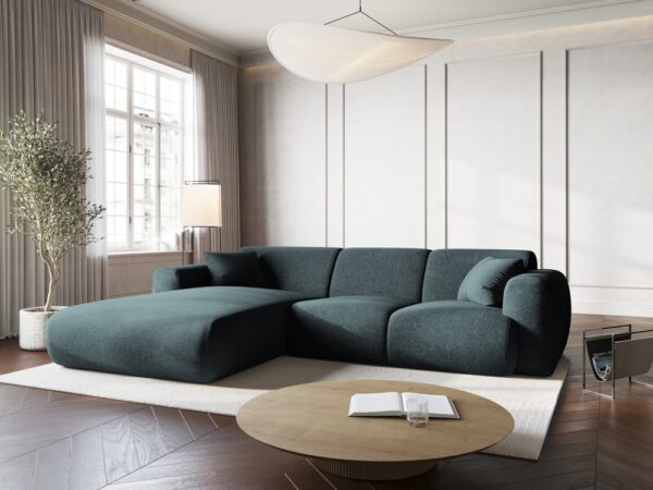 Coltar albastru petrol 4 locuri din tesatura chenille Nolio - imagine 2