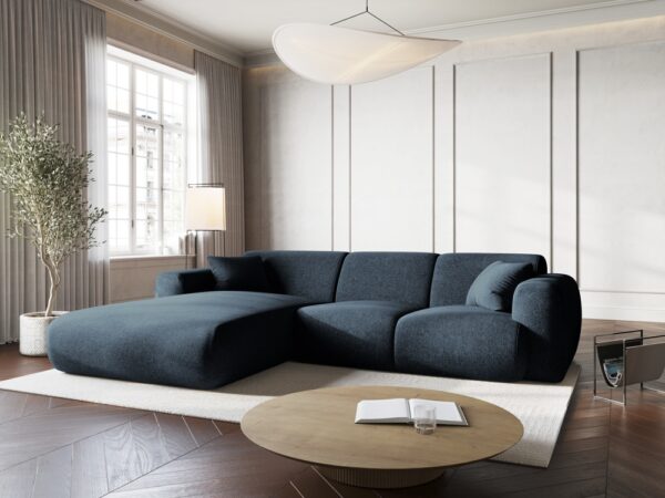 Coltar albastru roial 4 locuri din tesatura chenille Nolio - imagine 2