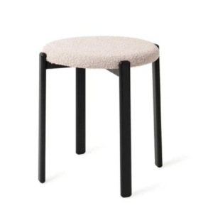 Taburet roz pal din tesatura boucle Obu