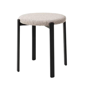 Taburet gri din tesatura boucle Obu