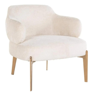 Fotoliu alb din tesatura chenille Venus