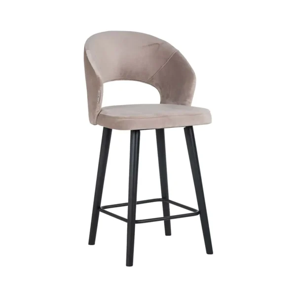 Scaun de bar bej din catifea Savoy S