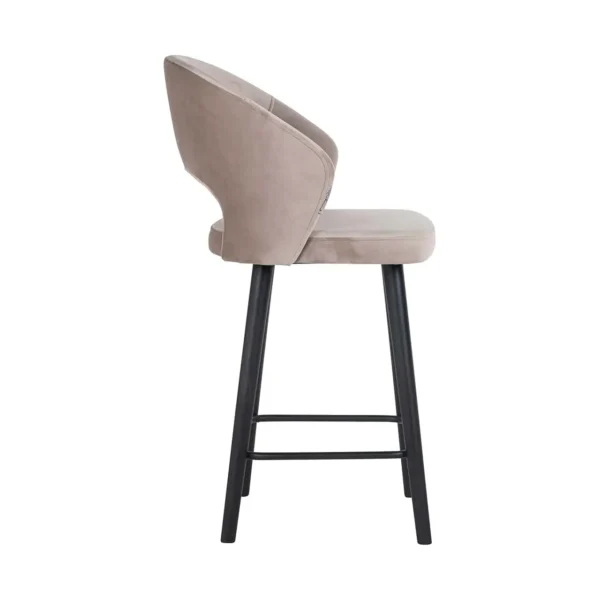 Scaun de bar bej din catifea Savoy S - imagine 5